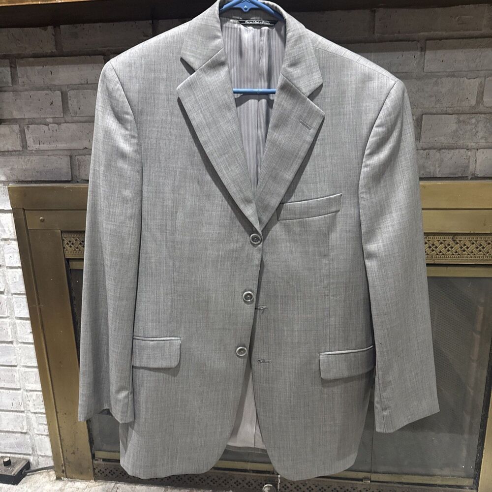 Jack Victor Mens Blazer Sport Coat Three Button Casual Jacket 40R Wool Suits.